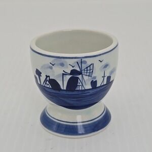 Vintage Delft Blue Hand Painted Windmill Egg Cup